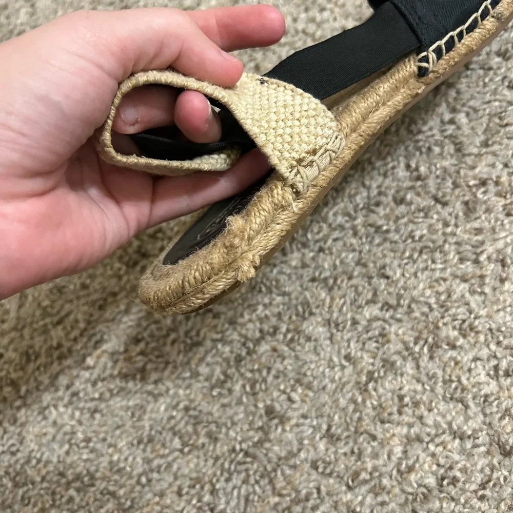 Coach Rayanne Sling Flat Espadrille Black Women's Size 8 Fabric Summer Signature